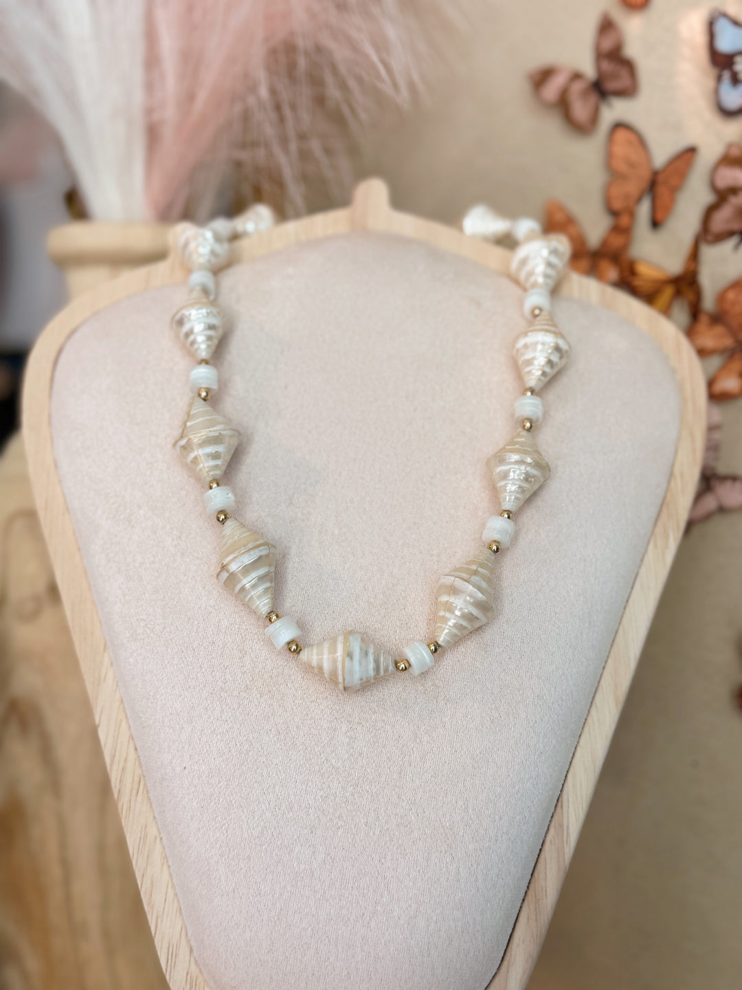 Troca Shell Bead Necklace