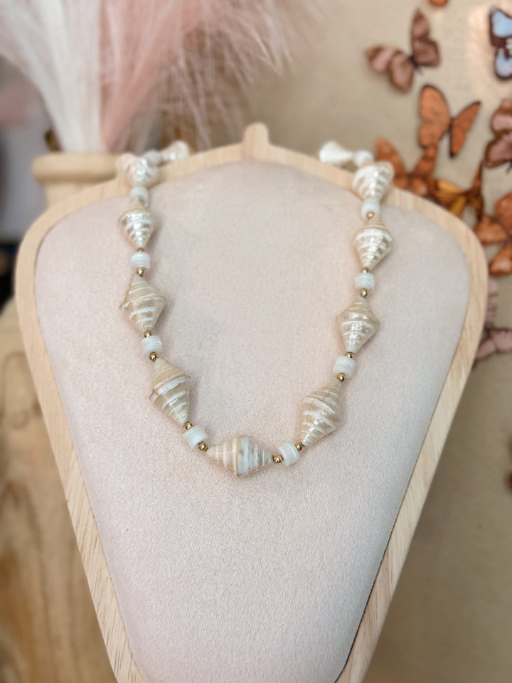 Troca Shell Bead Necklace