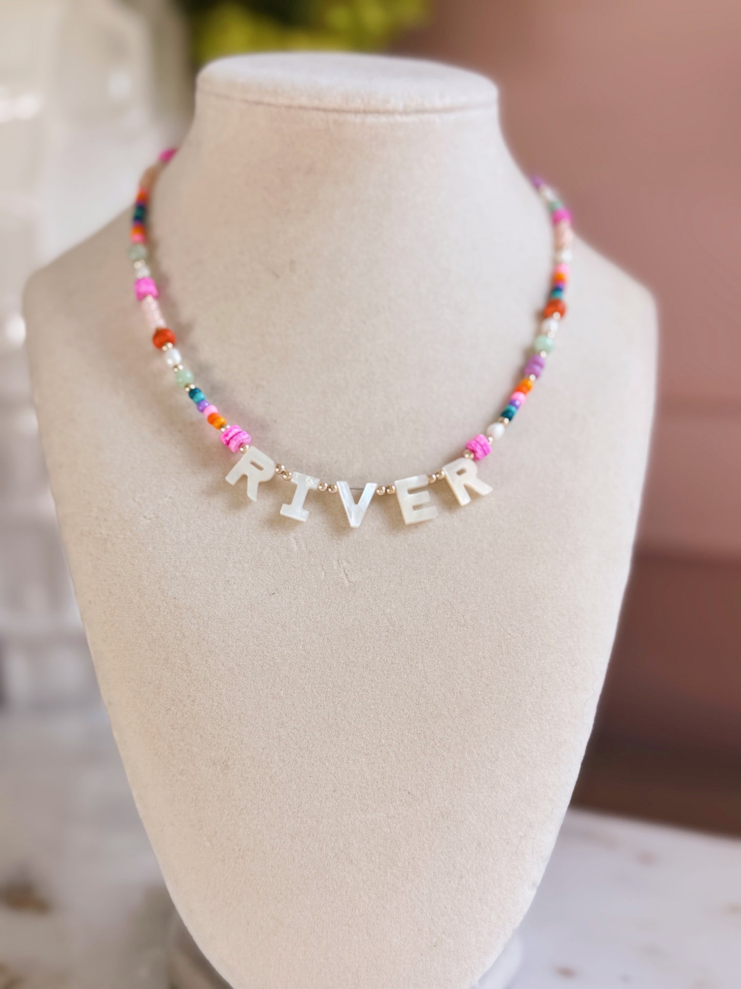 Mother of Pearl Letter Necklace