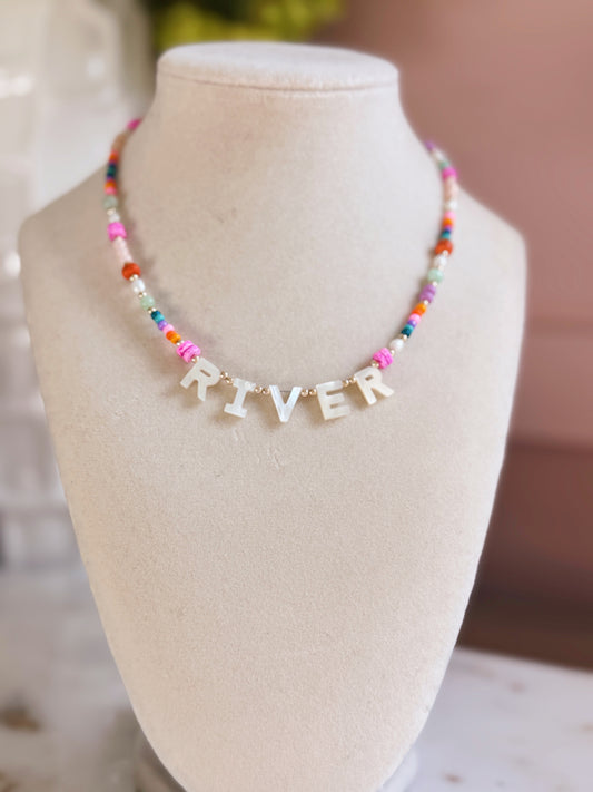 Mother of Pearl Letter Necklace