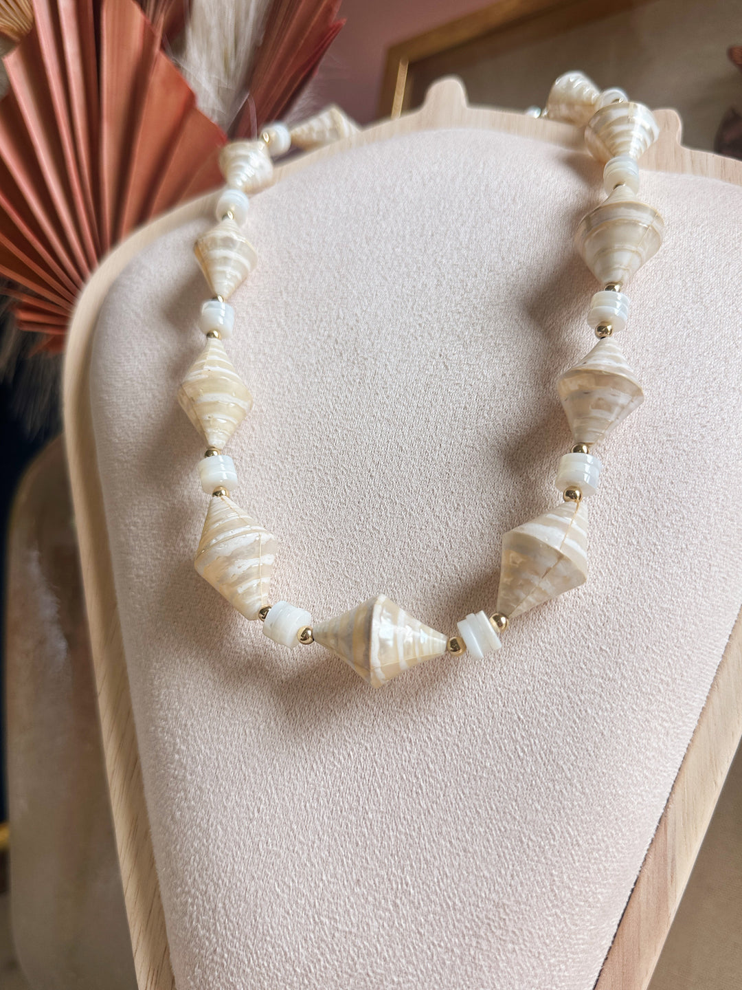 Troca Shell Bead Necklace