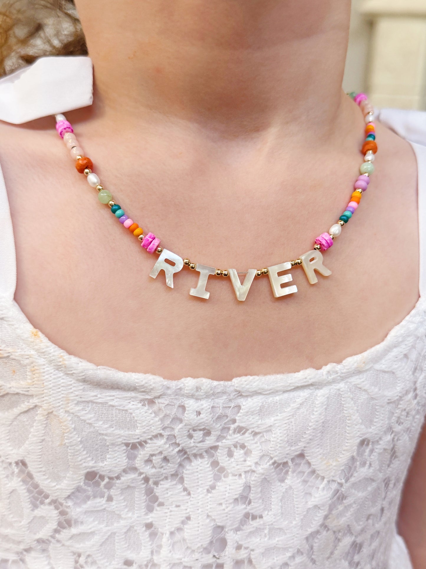 Mother of Pearl Letter Necklace