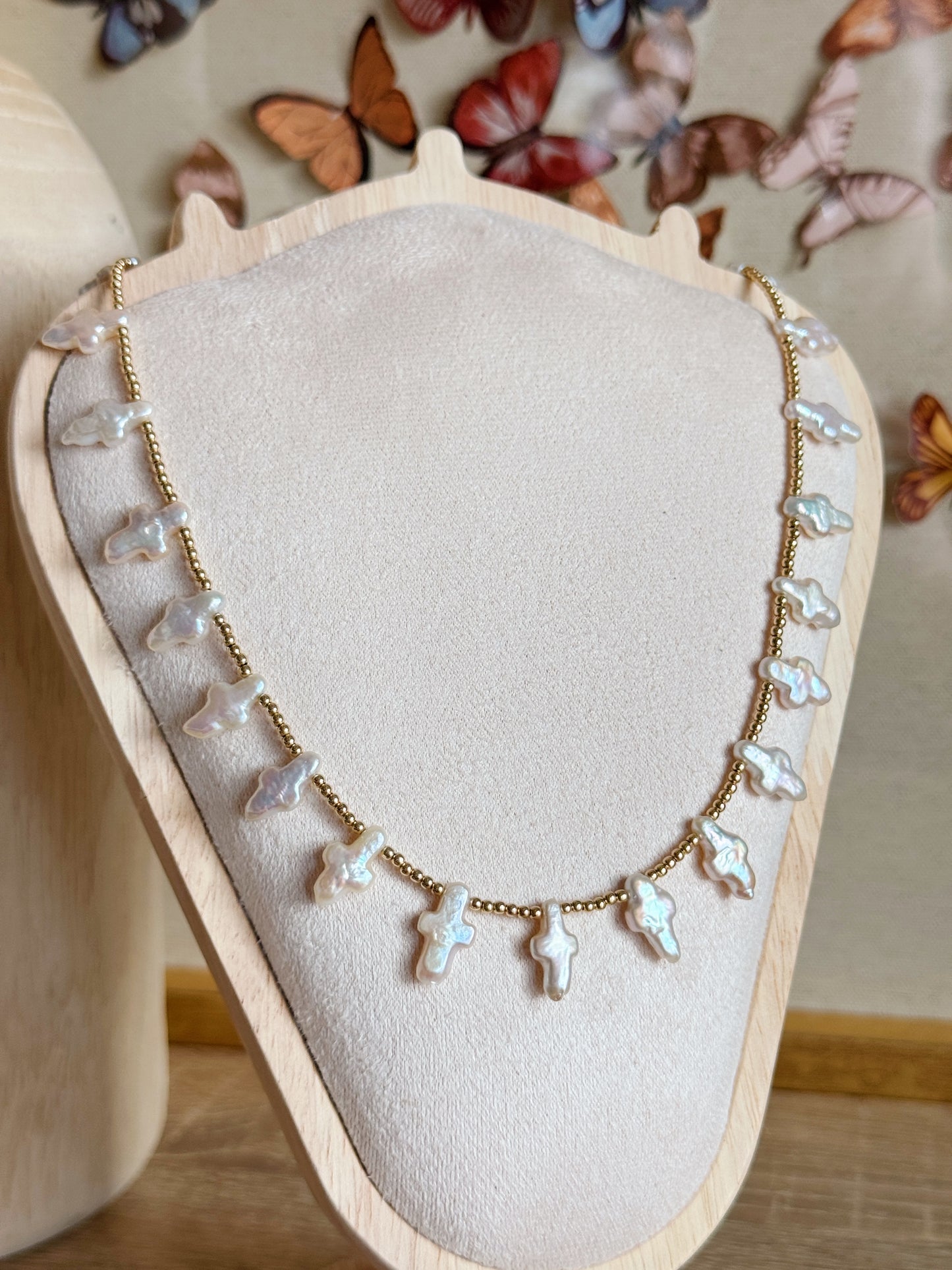 Pearl Cross Choker