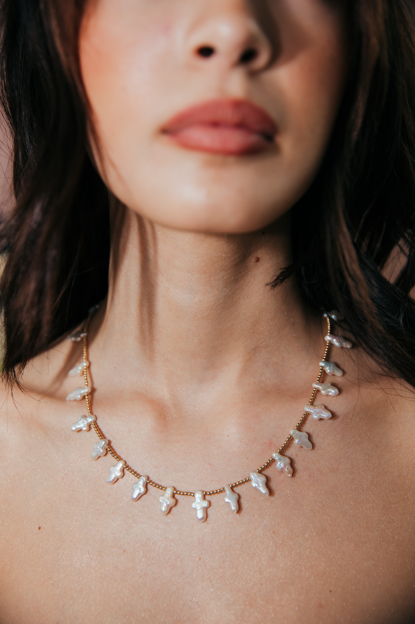 Pearl Cross Choker