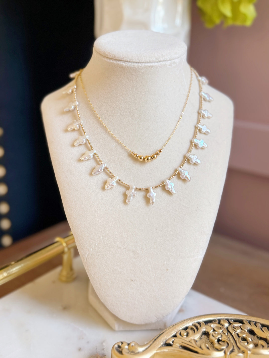 Pearl Cross Choker